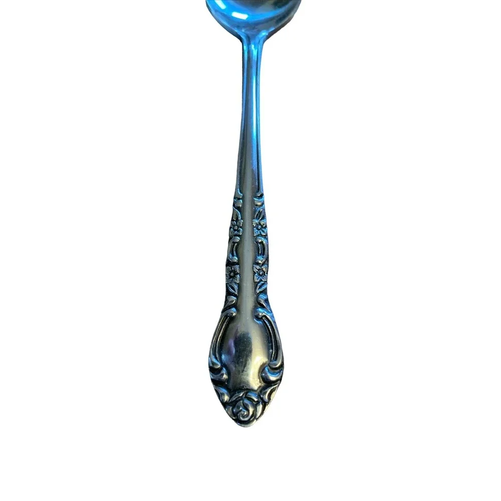 4 Orleans ORL50 Floral Stainless Flatware Teaspoons Korea Glossy